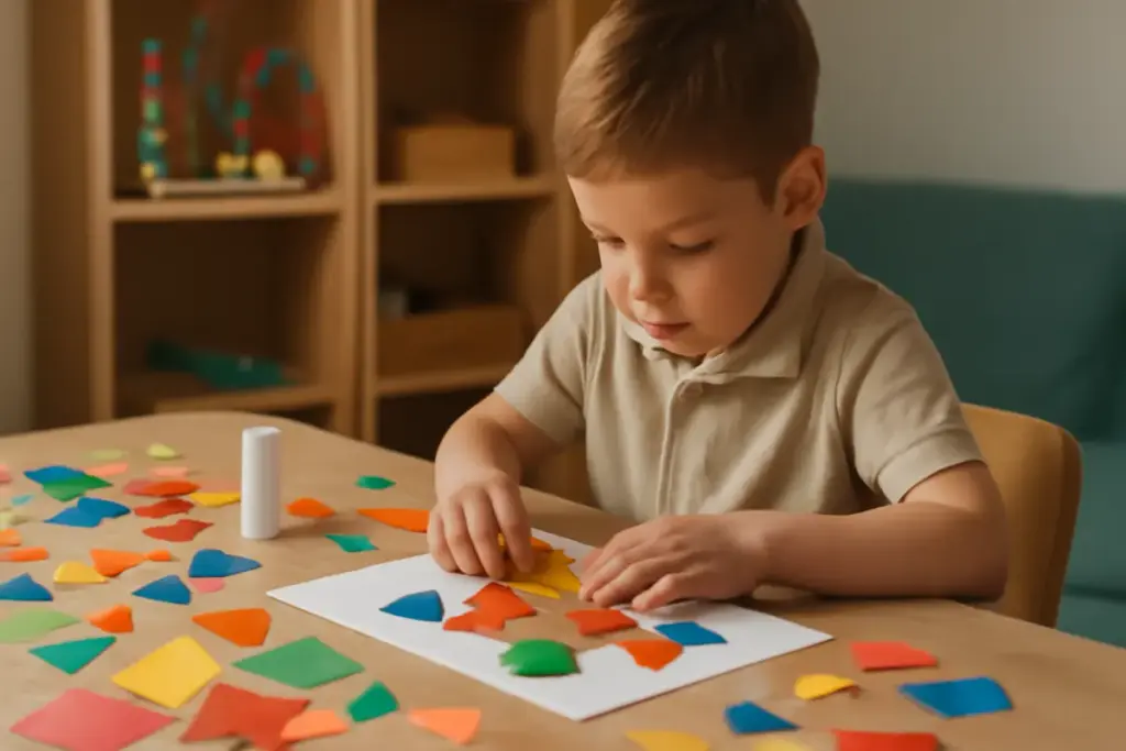 Giochi per bambini con attività di collage: la funzione che potenzia memoria e coordinazione